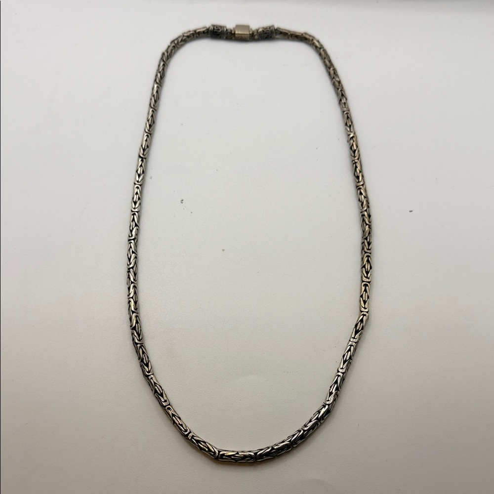 Sterling Silver Textured Rope Necklace - Silver